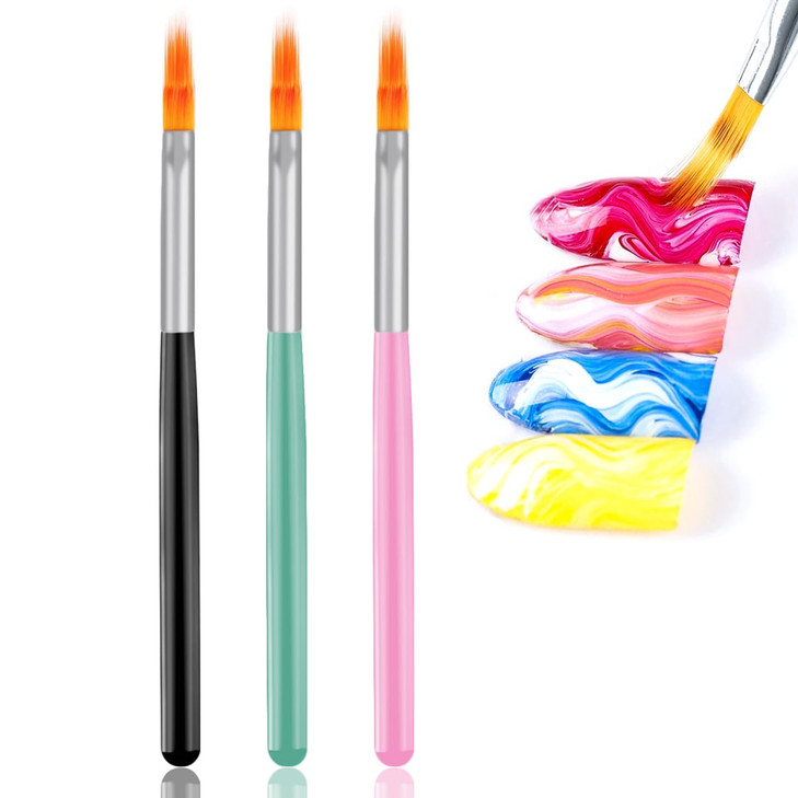 DANNEASY 3Pcs Nail Gradient Pen Lace Ombre Design Acrylic Nail Art Brush Set Drawing Painting Pen Manicure DIYSalon Tool