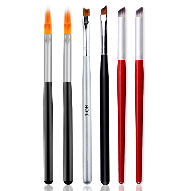 DANNEASY 6Pcs Nail Art Brush Ombre Nail Brush Oblique Head French Tips Nail Brush Nail Design Kit Nail Painting Tools Na