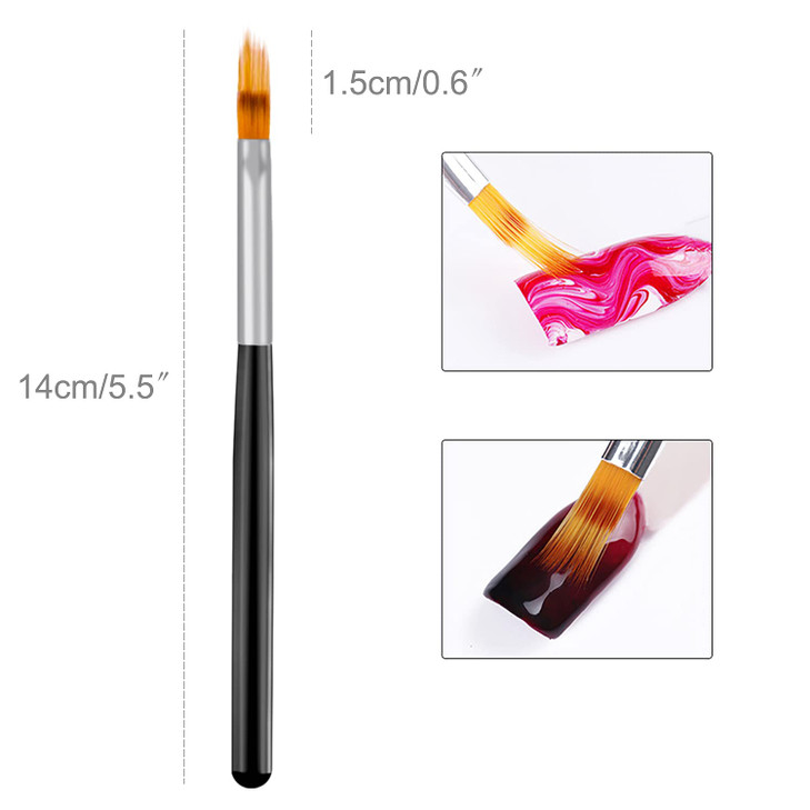 DANNEASY 6Pcs Nail Art Brush Ombre Nail Brush Oblique Head French Tips Nail Brush Nail Design Kit Nail Painting Tools Na