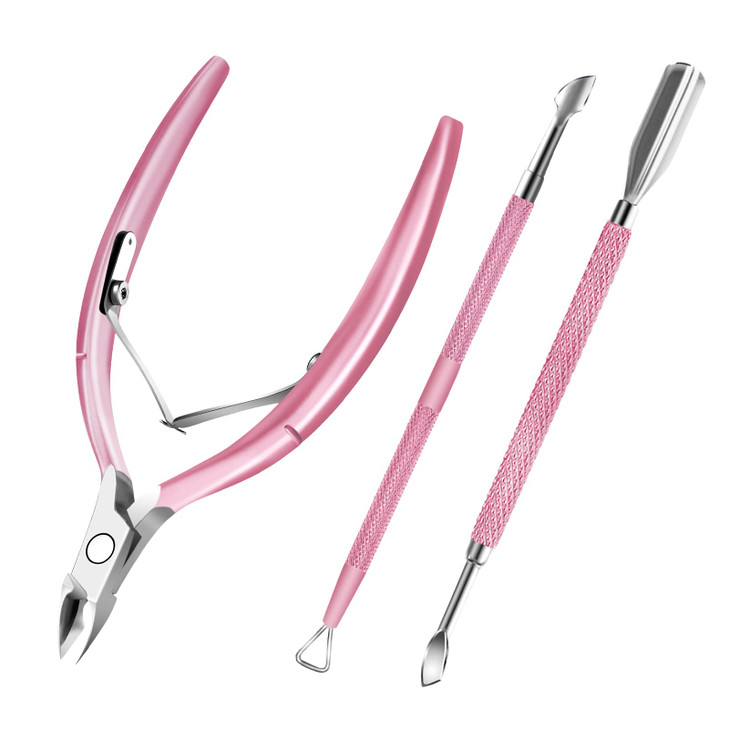 Cuticle Trimmer with Cuticle Pusher and Scissors Cuticle Remover Professional Durable Pedicure Manicure Tools Stainless