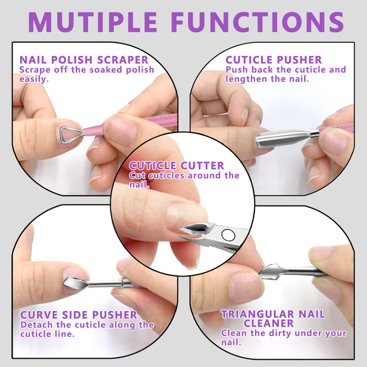 Cuticle Trimmer with Cuticle Pusher and Scissors Cuticle Remover Professional Durable Pedicure Manicure Tools Stainless