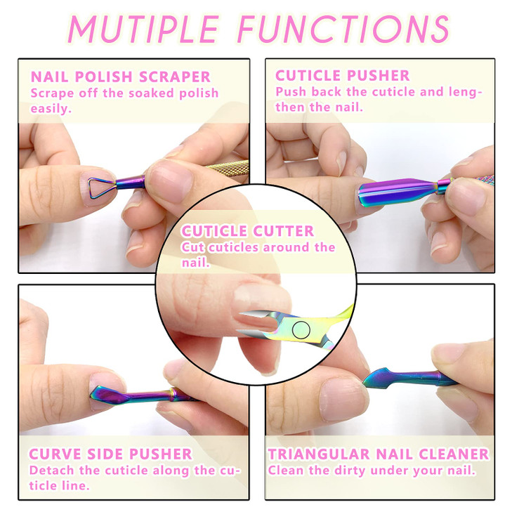 Cuticle Trimmer with Cuticle Pusher and Scissors Cuticle Remover Professional Durable Pedicure Manicure Tools Stainless