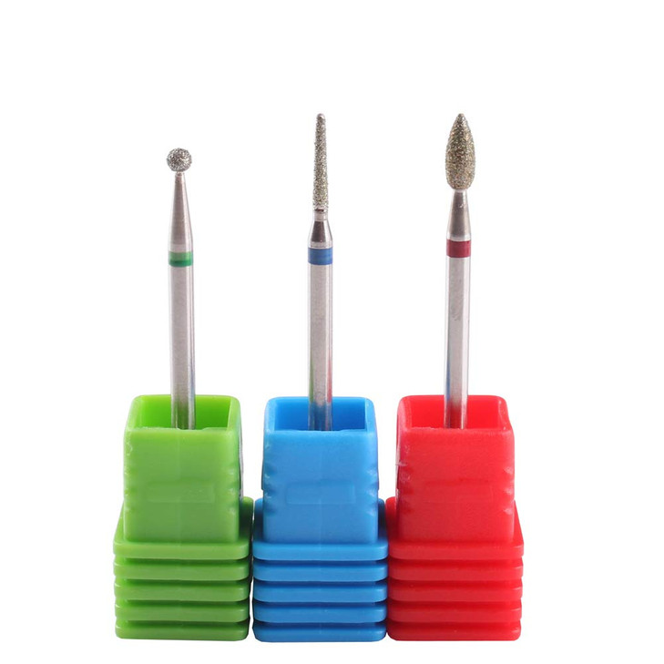MZCMSL 3pcs Diamond Cuticle Drill Bits NeedleBallBullet Nail BitProfessional Manicure Drill Bit Kit332 Shank e File