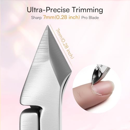 Makartt Cuticle Trimmer with Cuticle Pusher 3 PCS Pink Nail Cuticle Nipper Professional Pedicure Manicure Tools with Sta