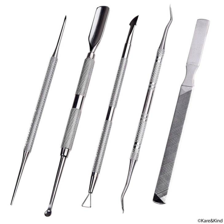 Complete 5 Piece Cuticle and Nail Care Set For Manicure and Pedicure Use Salon Quality Stainless Steel Personal Care for