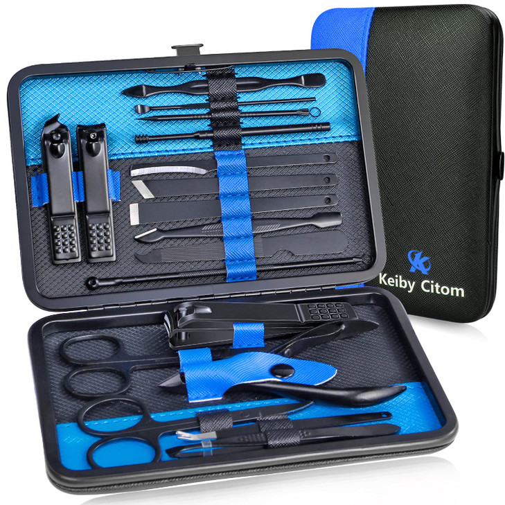 Keiby Citom Professional Stainless Steel Nail Clipper Travel Grooming Kit Nail Tools Manicure Pedicure Set of 18pcs with