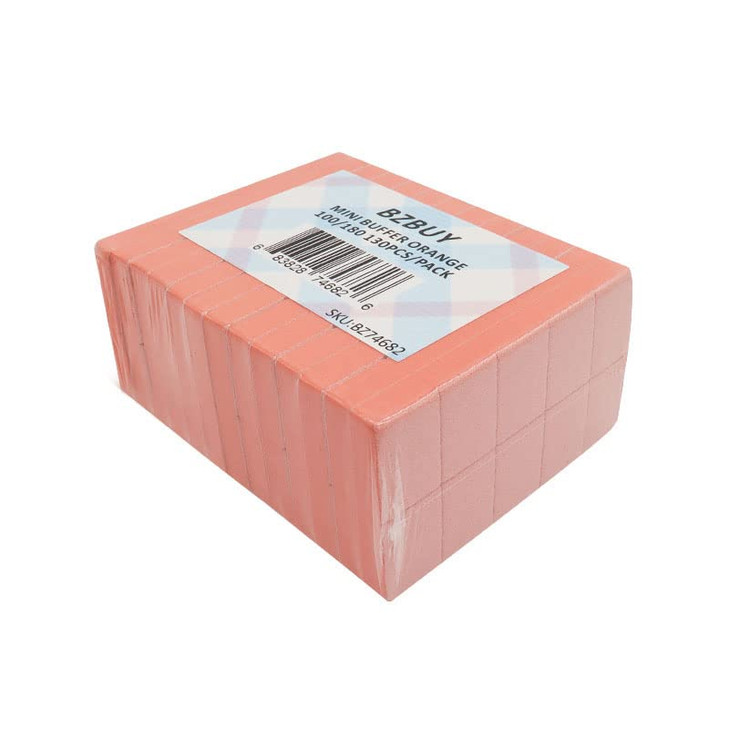 Bzbuy Nail Mini Orange Buffer Block File 100180 Grit 2 Sided 130 Count