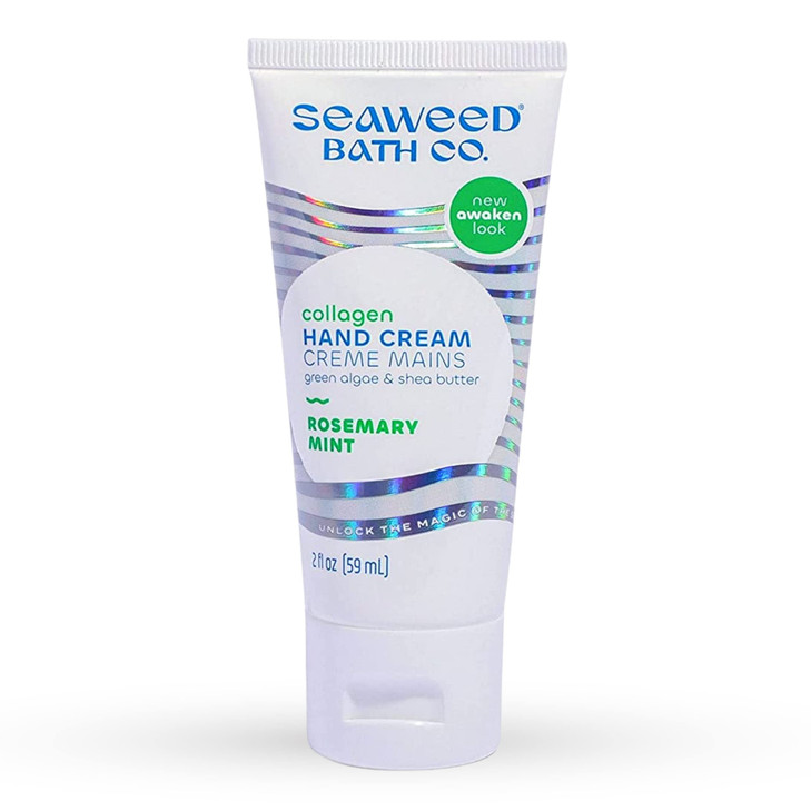 Seaweed Bath Co Collagen Hand Cream Rosemary Mint Scent 2 Ounce Sustainably Harvested Seaweed Green Algae Shea Butter