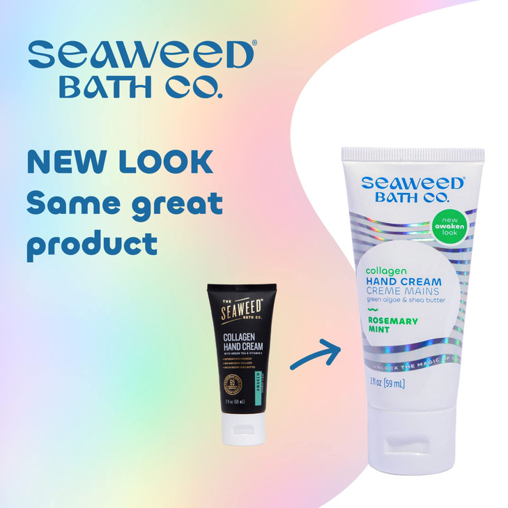 Seaweed Bath Co Collagen Hand Cream Rosemary Mint Scent 2 Ounce Sustainably Harvested Seaweed Green Algae Shea Butter