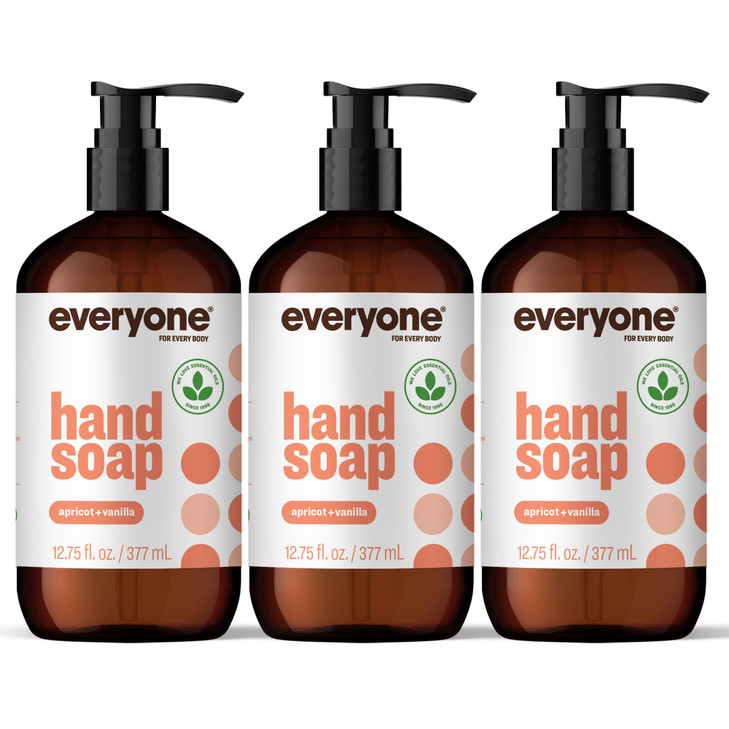 Everyone Liquid Hand Soap 1275 Ounce Pack of 3 Apricot and Vanilla PlantBased Cleanser with Pure Essential Oils