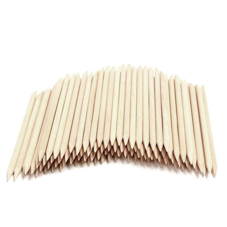 Onwon 100 Pieces Orange Wood Sticks Double Sided Nail Art MultiFunctional Cuticle Pusher Remover Clean Nail Polish 110mm
