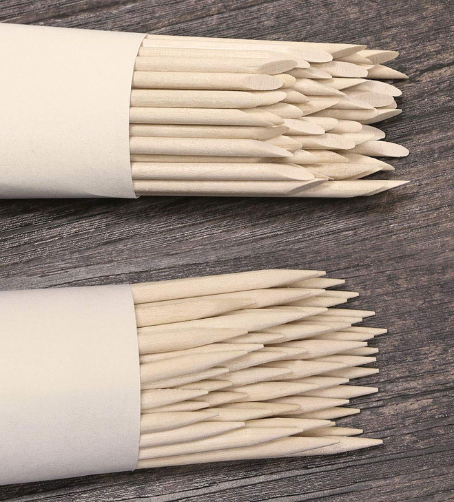 Onwon 100 Pieces Orange Wood Sticks Double Sided Nail Art MultiFunctional Cuticle Pusher Remover Clean Nail Polish 110mm