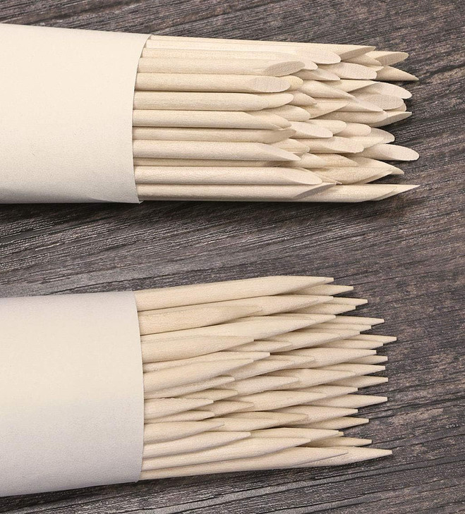 Onwon 200 Pieces Orange Wood Sticks Double Sided Nail Art MultiFunctional Cuticle Pusher Remover Clean Nail Polish 110mm