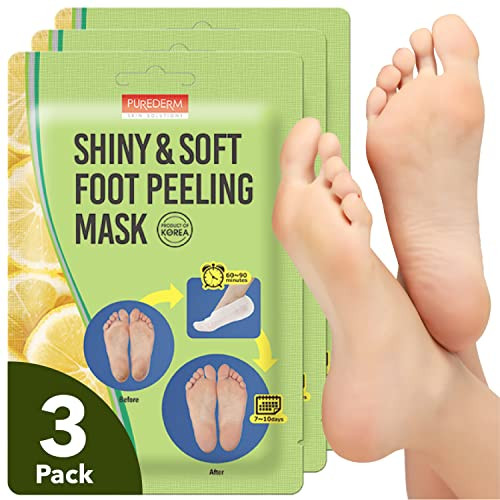 Purederm Shiny Soft Foot Peeling Mask 3 pack For smooth and moist baby skin with Exfoliating peel off Calluses Dry Skin