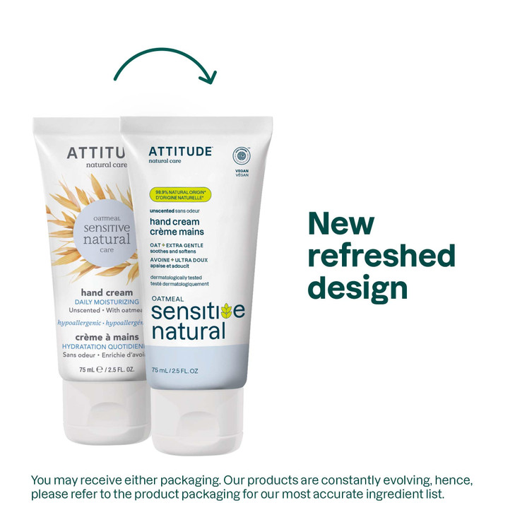 ATTITUDE Hand Cream for Sensitive Skin with Oat EWG Verified Dermatologically Tested Vegan Unscented 25 Fl Oz