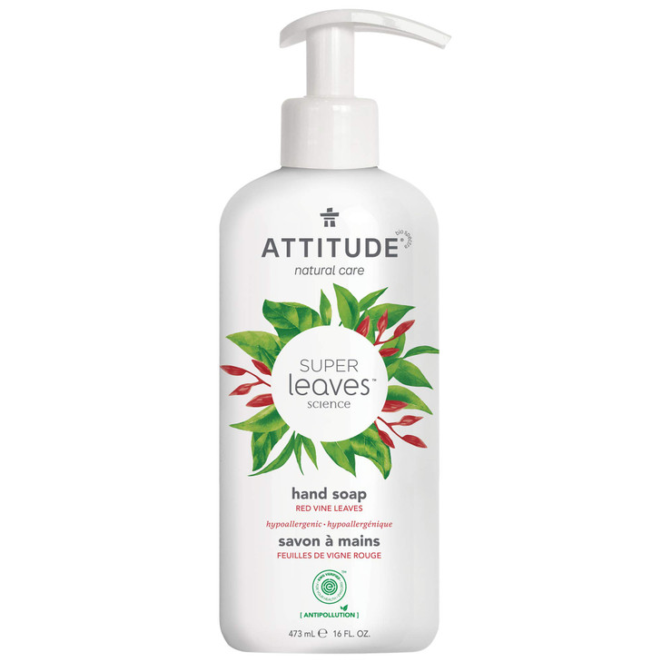 ATTITUDE Liquid Hand Soap EWG Verified Plant and MineralBased Vegan Personal Care Products Red Vine Leaves 16 Fl Oz