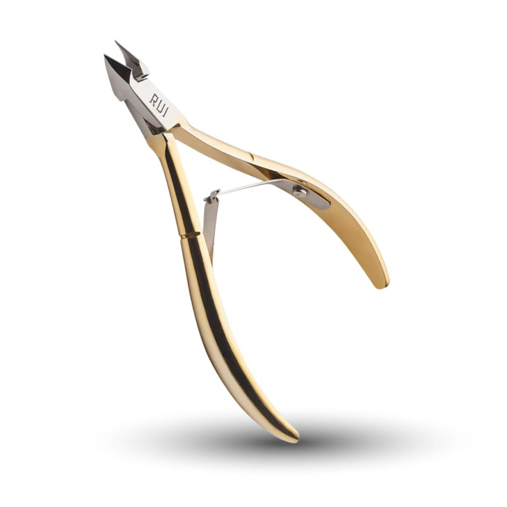 Rui Smiths Professional Cuticle Nippers GoldPlated Carbon Steel French Handle Double Spring 6mm Jaw Full Jaw