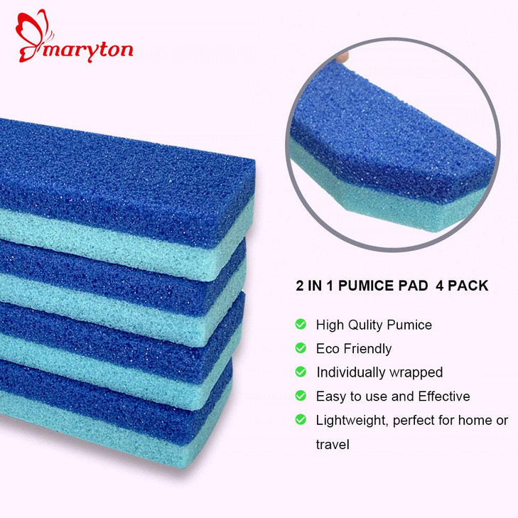 Maryton Foot Pumice Stone for Feet Hard Skin Callus Remover and Scrubber Pack of 4 Blue