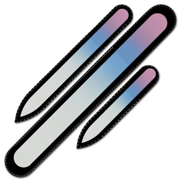 Glass Nail File Manicure Set Mont Bleu Best Set of 3 Glass Nail Files in Pouch Rainbow Colors Genuine Czech Tempered Gla