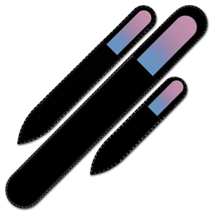 Glass Nail File Manicure Set Mont Bleu Best Set of 3 Glass Nail Files in Pouch Rainbow Colors Genuine Czech Tempered Gla
