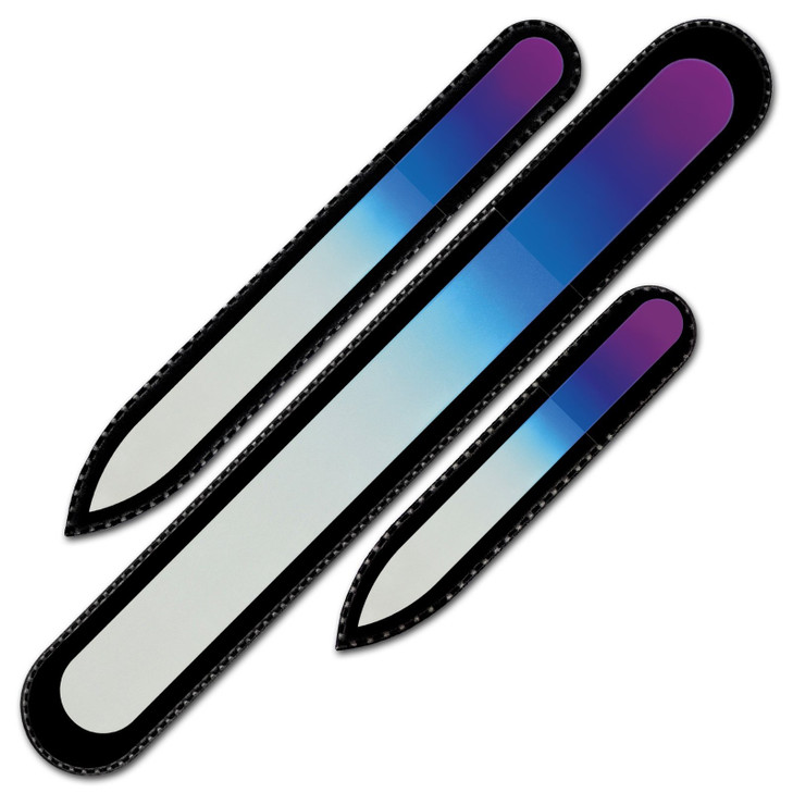 Nail Files Mont Bleu Gift Set of 3 Crystal Nail Files in Pouch Rainbow Colors Genuine Czech Tempered Glass Handmade Gift