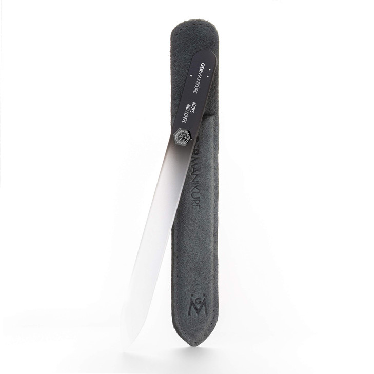 GERMANIKURE Czech Crystal Glass Nail File in Suede Leather Case More Glitter Less Bitter Professional Manicure Pedicure