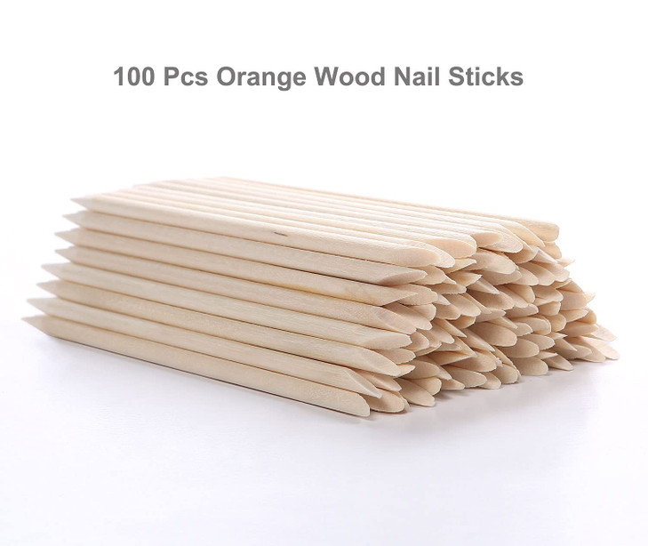 100Pcs Orange Wood Sticks for Nails HOOMBOOM Double Sided Cuticle Pusher Remover Nail Art Manicure Pedicure Tool for Man