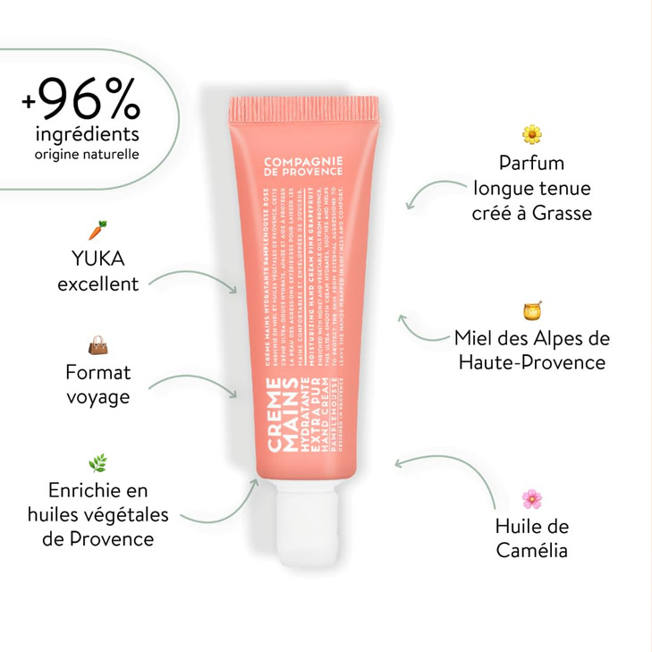 Compagnie de Provence Travel Hand Cream Extra Pure Pink Grapefruit 1 Fl Oz Tube