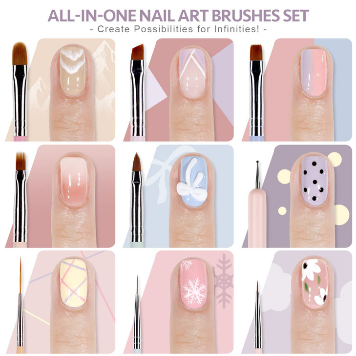 GAOY 8 Pcs Nail Brushes for Nail Art Nail Design Tools for Nail Detail Painting French Liner and Dotting Pens for Nail D