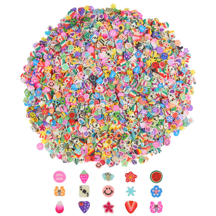 CCINEE Nail Art Slices3D Assorted Slices Fruit Animal Flower Polymer Clay Slices for Slime Craft4500PCS15 Inche