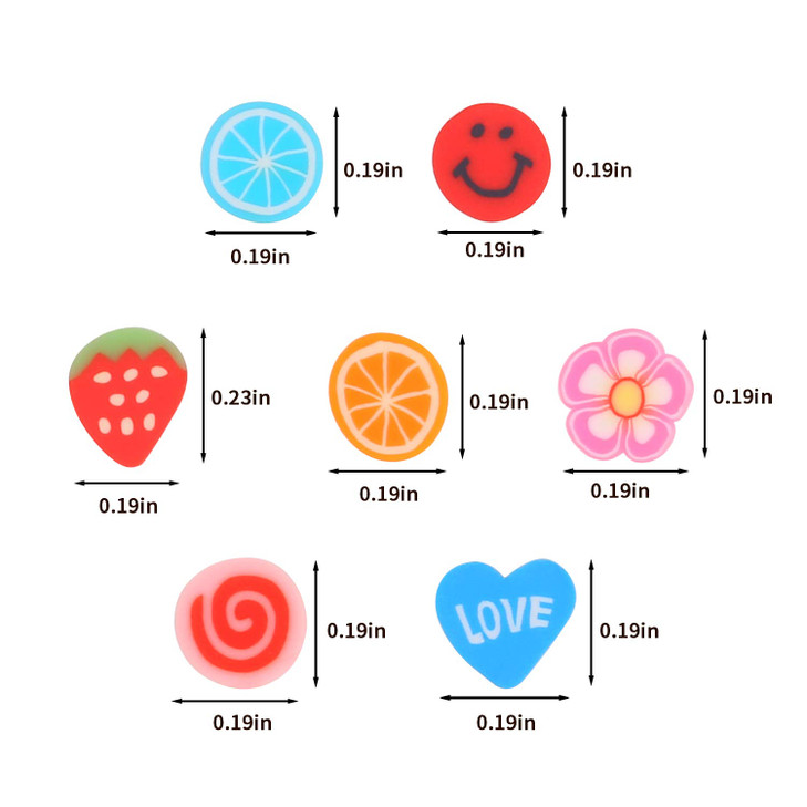 CCINEE Nail Art Slices3D Assorted Slices Fruit Animal Flower Polymer Clay Slices for Slime Craft4500PCS15 Inche