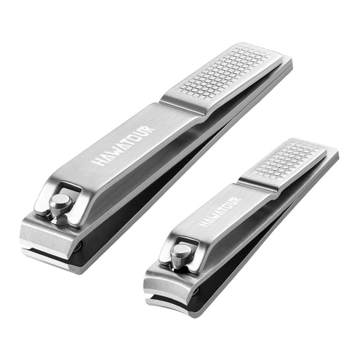 HAWATOUR Nail Clippers Set Ultra Sharp Sturdy Fingernail and Toenail Clipper Cutters with Visibly Tin Case Silver