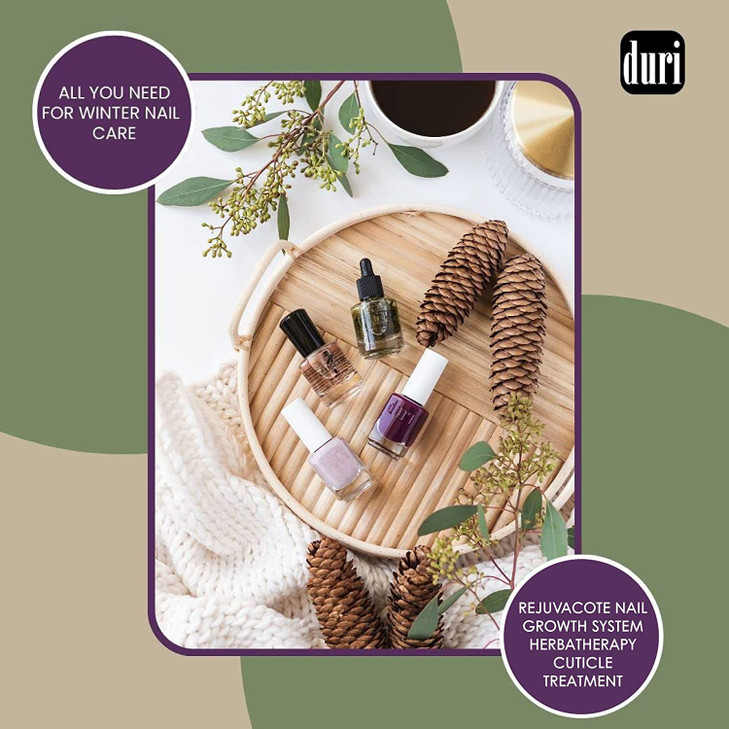 duri Rejuvacote 1 Nail Growth Base Top Coat and Herbatherapy Cuticle Treatment Drops Healthy Nails and Cuticles Combo by