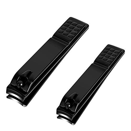 Nail Clippers Set Sharp Stainless Steel Fingernail Clipper Toenail Clippers Black Nail Cutter Large and Small 2 Piece Se