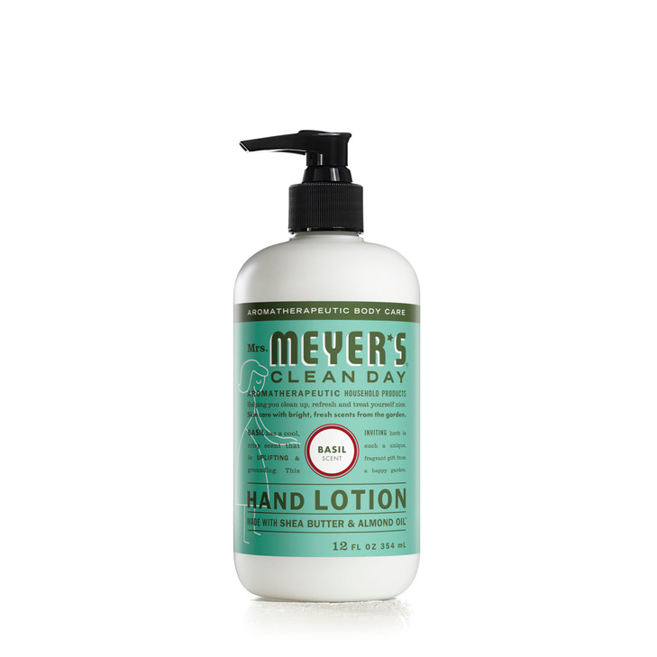 MRS MEYERS CLEAN DAY Hand Lotion for Dry Hands NonGreasy Moisturizer Made with Essential Oils Basil 12 oz