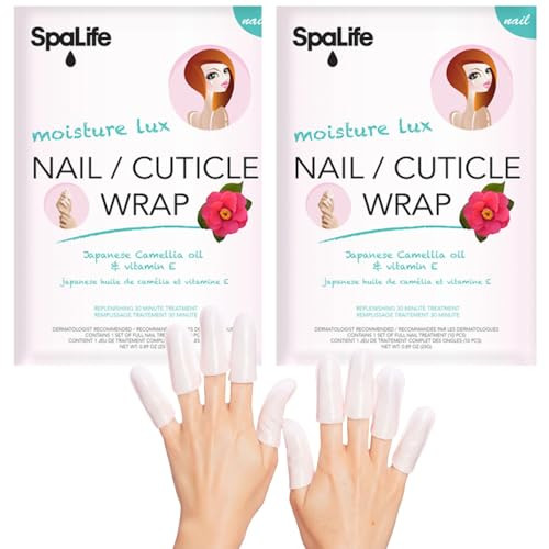 SpaLife Japanese Camellia Oil Vitamin E Nail Cuticle Wrap 6Pack 60 Count Moisturizing Nail Masks Dermatologist Recommend