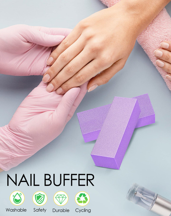 Maryton Nail Buffer Block MediumFine Grit 100180 Finishing Buffers for Acrylic Nails Gel Polish Nails 3 Way Professional