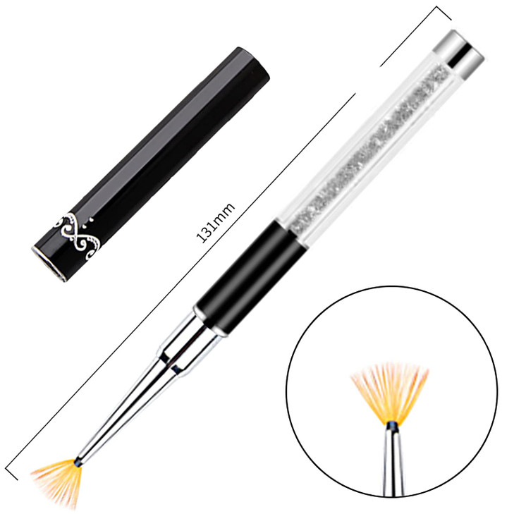 SILPECWEE 7Pcs Ombre Brush For Gel Nails Acrylic Nail Art Brush Fan Nail Brush Nail Gradient Pen Nail Sponges Pens Nail