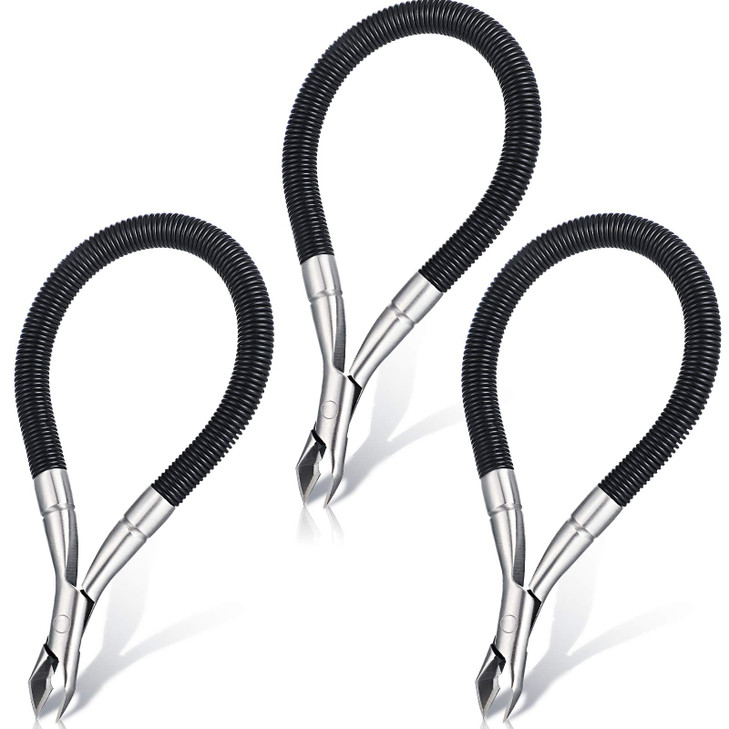 3 Pieces Spring Cuticle Trimmer Spiral Shear Dead Skin Remover Nipper Easy to Remove Pedicure Manicure Tools for Nails