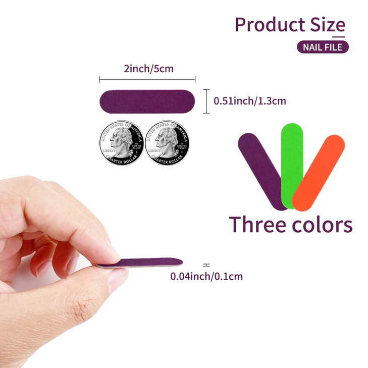 VIOCIWUO Mini Nail File Bulk 300 Pcs180 Grit Disposable Colorful Nail Files Emery Boards Home or Professional Manicure T
