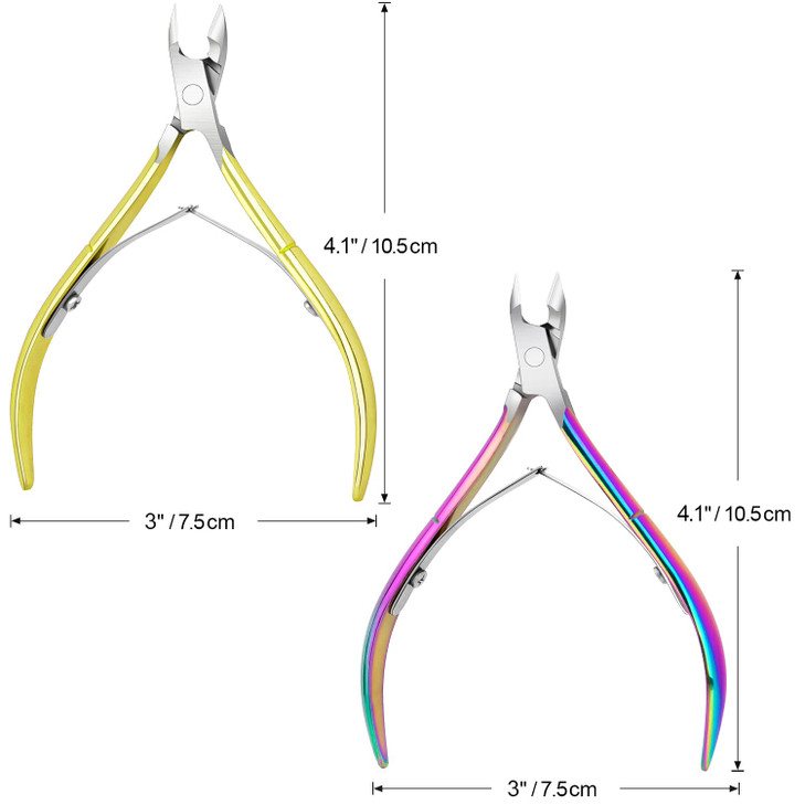 4 Packs Cuticle Nipper Premium Stainless Steel Cuticle Trimmer for Manicure Pedicure at HomeSpaSalon Gold and Rainbow Co