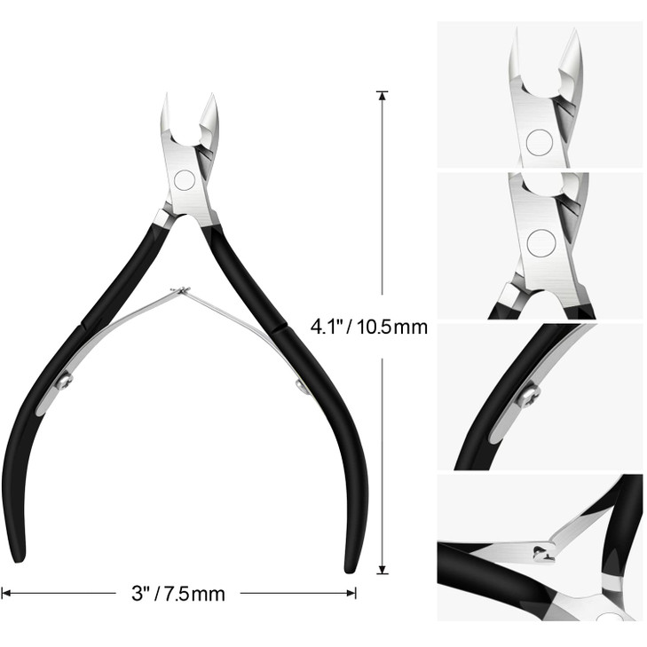 4 Packs Cuticle Nipper Premium Stainless Steel Cuticle Trimmer for Manicure Pedicure at HomeSpaSalon Black