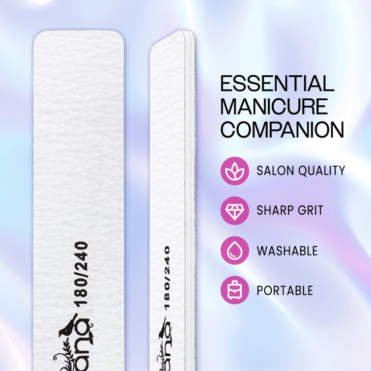 10pcs PANA Jumbo DoubleSided Emery Nail File for Manicure Pedicure Natural and Acrylic Nails Zebra Grit 180240