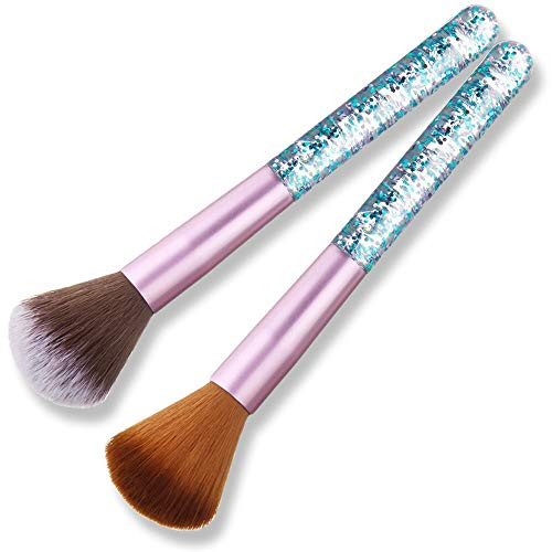 SILPECWEE 2Pcs Acrylic Nail Art Brush Nail Cleaning Brushes Remover Dust Dipping Powder Makeup Blush Brushes Nail Brush