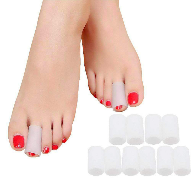 Povihome Toe Sleeves Toe Protectors 10 Pack Toe Tube Pads for Hammer ToeStubbed ToeCorns Calluses Protect