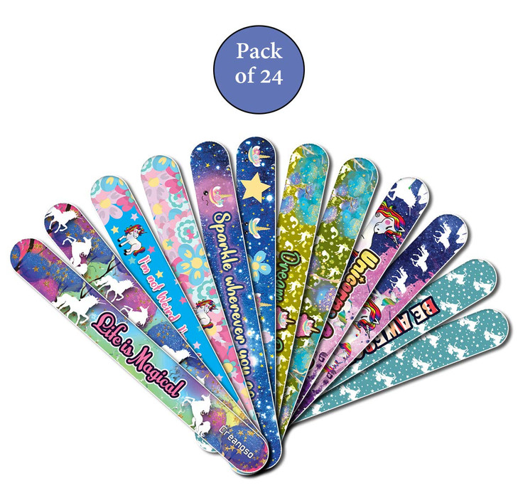 Creanoso Unicorn Emery Board 24Pack Handy Nail Accessories For Manicure Pedicure Keep Your Fingernails and Toenails in T