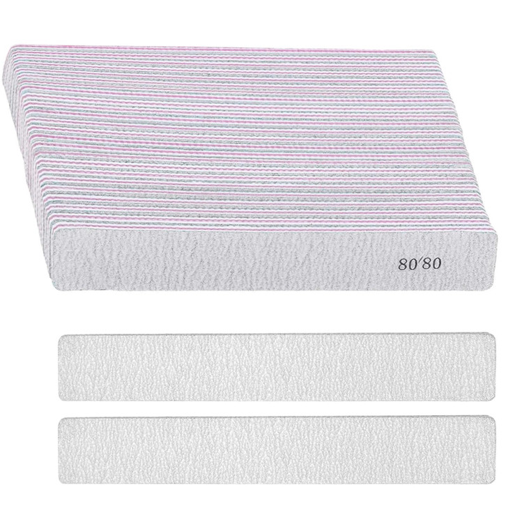 21 Pcs Nail File 8080 Grit Nail FilesGray Double Sided Emery BoardsProfessional Nail Files for Natural and Acrylic Nails