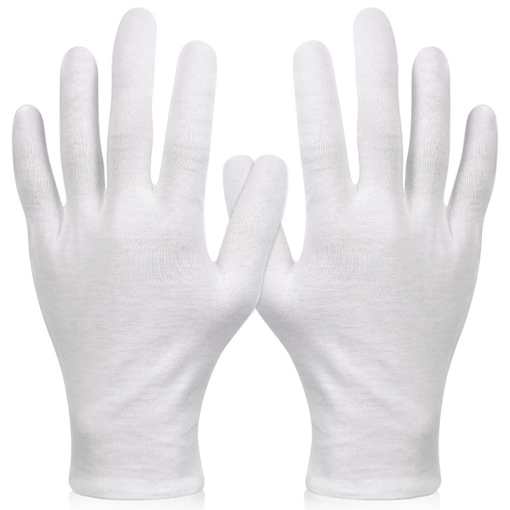 Paxcoo 6 Pairs XL White Cotton Gloves for Dry Hand Moisturizing Cosmetic Eczema Hand Spa and Jewelry Inspection