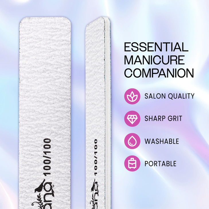 10pcs PANA Jumbo DoubleSided Emery Nail File for Manicure Pedicure Natural and Acrylic Nails Zebra Grit 100100