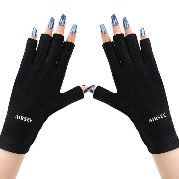 AIRSEE UV Gloves for Nail LampProfessional UPF50 UV Protection Gloves for Manicures Nail ArtFingerless Gloves That Shiel